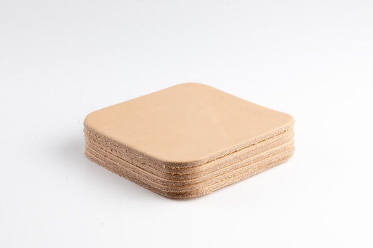6 x Leder Untersetzer – Camel - LederGlück Manufaktur