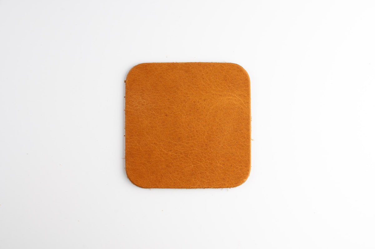 6 x Leder Untersetzer – Cognac - LederGlück Manufaktur