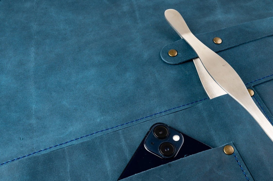 Grillschürze - Navy - LederGlück Manufaktur